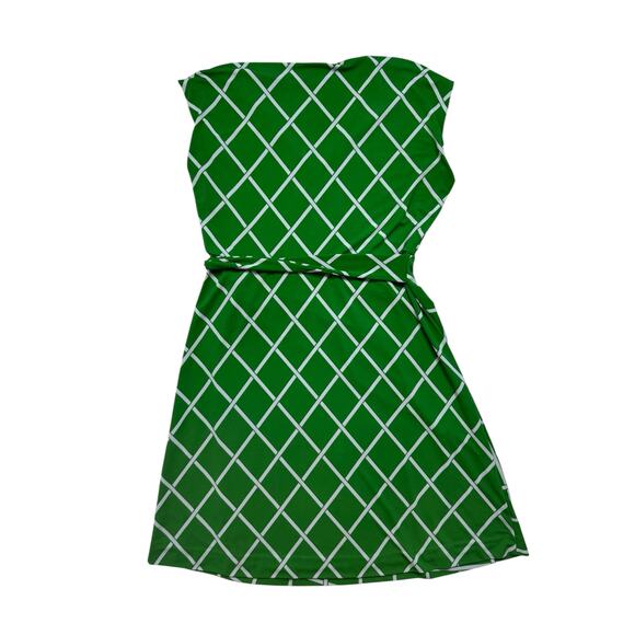 ANN TAYLOR Lattice Knit Wrap Dress Green Gray Size Small Plaid Stretch #500885 - Picture 5 of 10